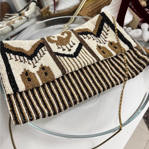 Moyna Black and White Beaded Clutch